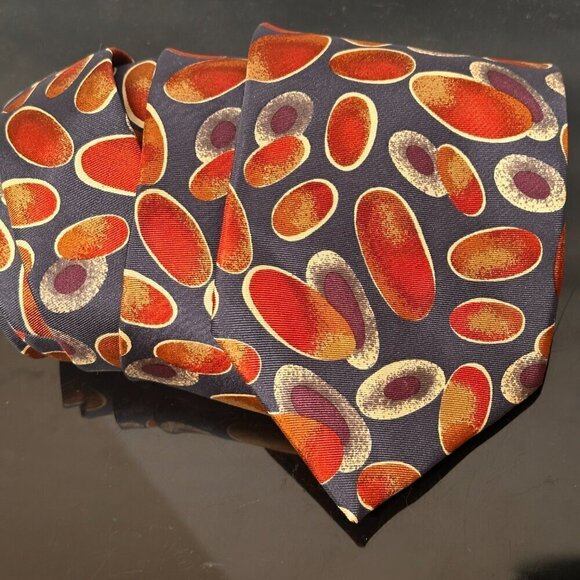 Pierre Balmain Silk Necktie Tie Bubbles Blue Purple Psy Psychedelic Orange Loud - Picture 8 of 10